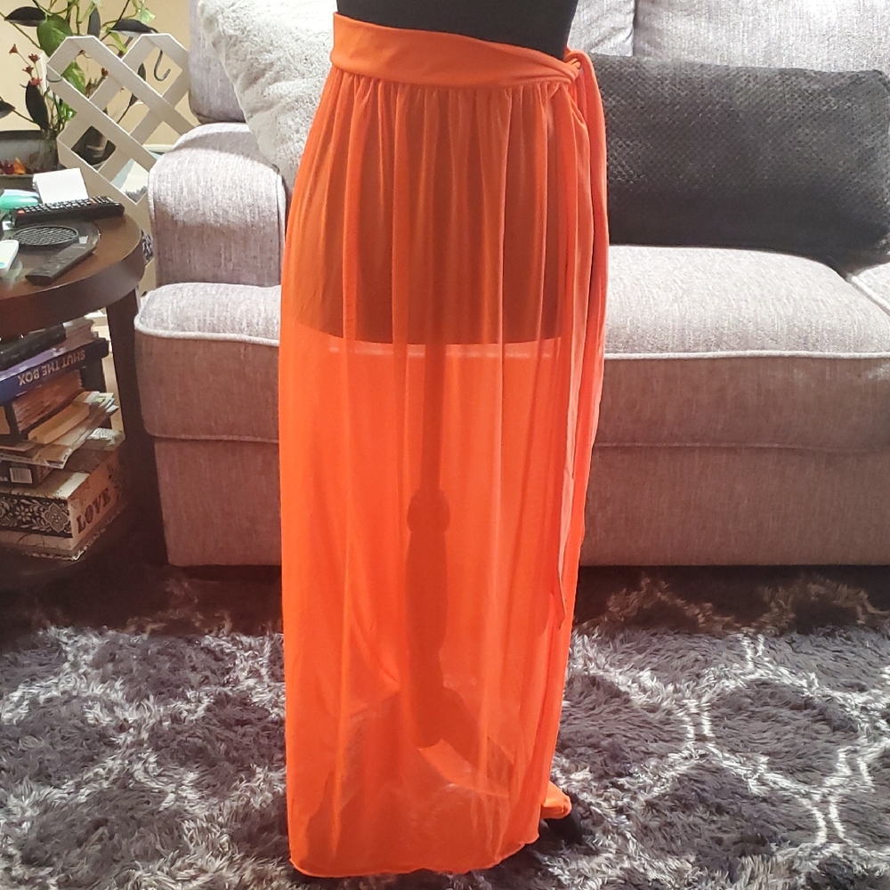 Orange Sheer Cover Up